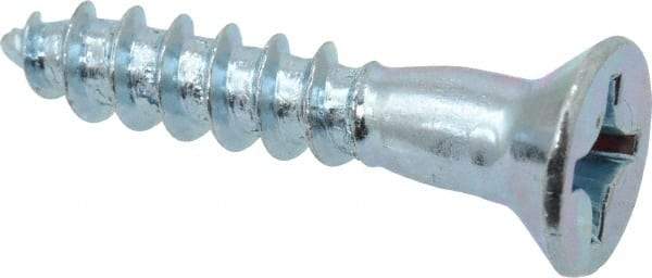 Value Collection - #10, 1" OAL, Phillips Drive, Flat Head Wood Screw - ASME B18.6.1, Zinc Plated Steel, Grade 2 - Industrial Tool & Supply