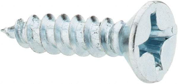 Value Collection - #12, 1" OAL, Phillips Drive, Flat Head Wood Screw - ASME B18.6.1, Zinc Plated Steel, Grade 2 - Industrial Tool & Supply