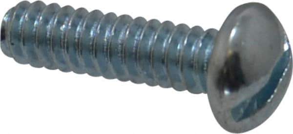 Value Collection - #6-32 UNC, 1/2" Length Under Head Slotted Drive Machine Screw - Round Head, Grade J82 Steel, Zinc-Plated Finish, Without Washer - Industrial Tool & Supply