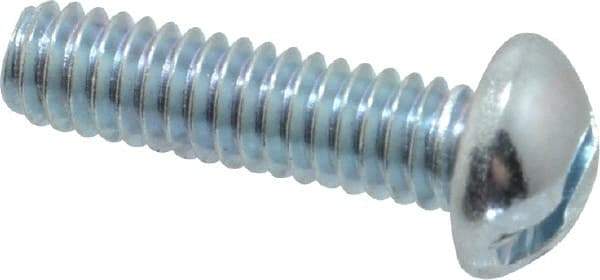 Value Collection - #8-32 UNC, 5/8" Length Under Head Slotted Drive Machine Screw - Round Head, Alloy Steel, Zinc-Plated Finish, Without Washer - Industrial Tool & Supply