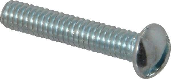 Value Collection - #8-32 UNC, 7/8" Length Under Head Slotted Drive Machine Screw - Round Head, Alloy Steel, Zinc-Plated Finish, Without Washer - Industrial Tool & Supply