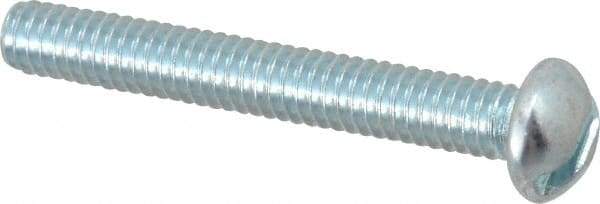 Value Collection - #8-32 UNC, 1-1/4" Length Under Head Slotted Drive Machine Screw - Round Head, Alloy Steel, Zinc-Plated Finish, Without Washer - Industrial Tool & Supply