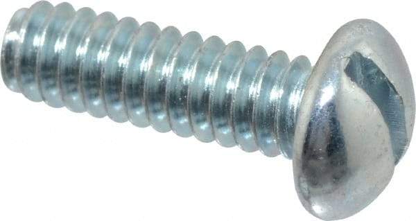 Value Collection - #10-24 UNC, 5/8" Length Under Head Slotted Drive Machine Screw - Round Head, Alloy Steel, Zinc-Plated Finish, Without Washer - Industrial Tool & Supply