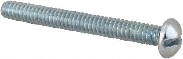 Value Collection - #10-24 UNC, 1-3/4" Length Under Head Slotted Drive Machine Screw - Round Head, Alloy Steel, Zinc-Plated Finish, Without Washer - Industrial Tool & Supply