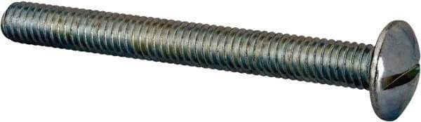 Value Collection - #10-32 UNF, 2-1/4" Length Under Head Slotted Drive Machine Screw - Round Head, Alloy Steel, Zinc-Plated Finish, Without Washer - Industrial Tool & Supply