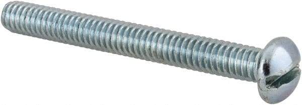 Value Collection - #12-24 UNC, 2" Length Under Head Slotted Drive Machine Screw - Round Head, Alloy Steel, Zinc-Plated Finish, Without Washer - Industrial Tool & Supply