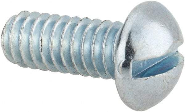 Value Collection - 1/4-20 UNC, 5/8" Length Under Head Slotted Drive Machine Screw - Round Head, Alloy Steel, Zinc-Plated Finish, Without Washer - Industrial Tool & Supply
