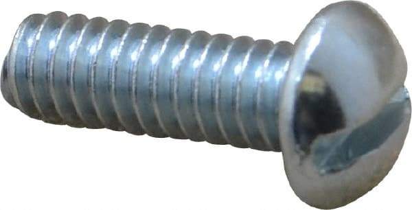 Value Collection - 1/4-20 UNC, 3/4" Length Under Head Slotted Drive Machine Screw - Round Head, Alloy Steel, Zinc-Plated Finish, Without Washer - Industrial Tool & Supply