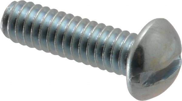 Value Collection - 1/4-20 UNC, 7/8" Length Under Head Slotted Drive Machine Screw - Round Head, Alloy Steel, Zinc-Plated Finish, Without Washer - Industrial Tool & Supply