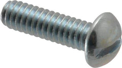 Value Collection - 1/4-20 UNC, 7/8" Length Under Head Slotted Drive Machine Screw - Round Head, Alloy Steel, Zinc-Plated Finish, Without Washer - Industrial Tool & Supply