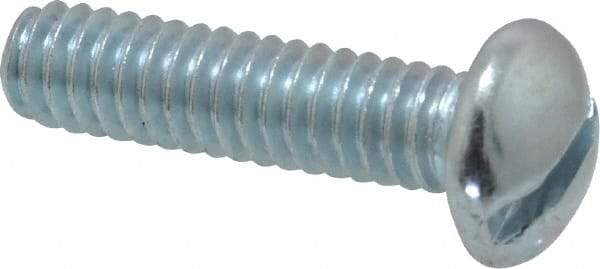 Value Collection - 1/4-20 UNC, 1" Length Under Head Slotted Drive Machine Screw - Round Head, Alloy Steel, Zinc-Plated Finish, Without Washer - Industrial Tool & Supply