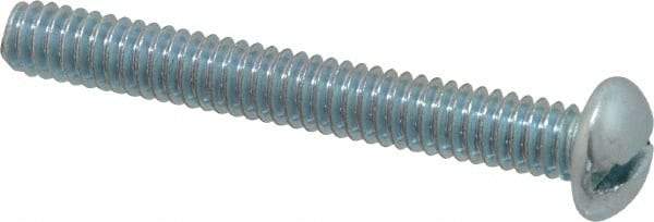 Value Collection - 1/4-20 UNC, 2" Length Under Head Slotted Drive Machine Screw - Round Head, Alloy Steel, Zinc-Plated Finish, Without Washer - Industrial Tool & Supply