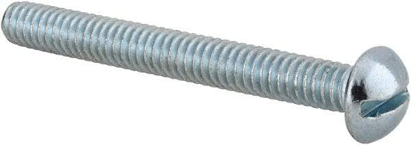 Value Collection - 1/4-20 UNC, 2-1/4" Length Under Head Slotted Drive Machine Screw - Round Head, Alloy Steel, Zinc-Plated Finish, Without Washer - Industrial Tool & Supply