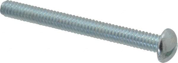 Value Collection - 1/4-20 UNC, 2-1/2" Length Under Head Slotted Drive Machine Screw - Round Head, Alloy Steel, Zinc-Plated Finish, Without Washer - Industrial Tool & Supply