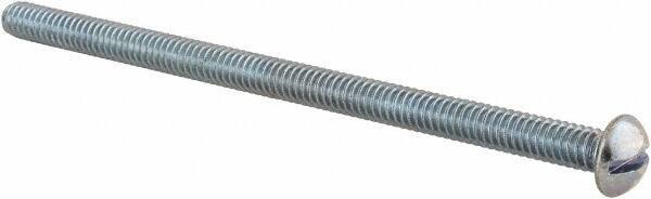 Value Collection - 1/4-20 UNC, 4-1/2" Length Under Head Slotted Drive Machine Screw - Round Head, Alloy Steel, Zinc-Plated Finish, Without Washer - Industrial Tool & Supply
