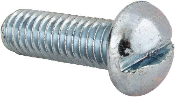 Value Collection - 5/16-18 UNC, 1" Length Under Head Slotted Drive Machine Screw - Round Head, Alloy Steel, Zinc-Plated Finish, Without Washer - Industrial Tool & Supply