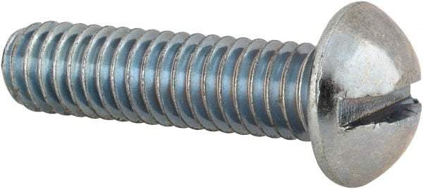 Value Collection - 5/16-18 UNC, 1-1/4" Length Under Head Slotted Drive Machine Screw - Round Head, Alloy Steel, Zinc-Plated Finish, Without Washer - Industrial Tool & Supply