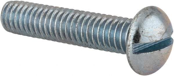 Value Collection - 5/16-18 UNC, 1-1/2" Length Under Head Slotted Drive Machine Screw - Round Head, Alloy Steel, Zinc-Plated Finish, Without Washer - Industrial Tool & Supply