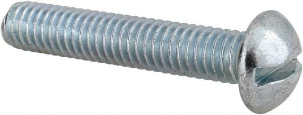 Value Collection - 5/16-18 UNC, 1-3/4" Length Under Head Slotted Drive Machine Screw - Round Head, Alloy Steel, Zinc-Plated Finish, Without Washer - Industrial Tool & Supply