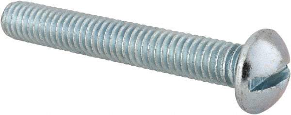 Value Collection - 5/16-18 UNC, 2-1/4" Length Under Head Slotted Drive Machine Screw - Round Head, Alloy Steel, Zinc-Plated Finish, Without Washer - Industrial Tool & Supply