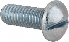 Value Collection - 3/8-16 UNC, 1" Length Under Head Slotted Drive Machine Screw - Round Head, Alloy Steel, Zinc-Plated Finish, Without Washer - Industrial Tool & Supply