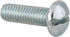 Value Collection - 3/8-16 UNC, 1-1/4" Length Under Head Slotted Drive Machine Screw - Round Head, Alloy Steel, Zinc-Plated Finish, Without Washer - Industrial Tool & Supply