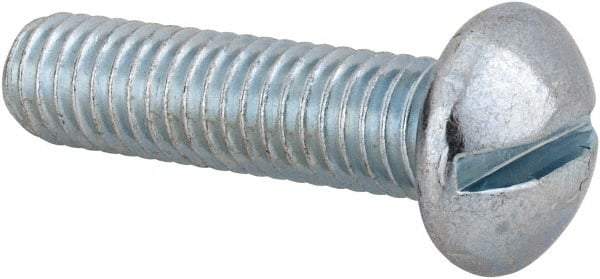 Value Collection - 3/8-16 UNC, 1-1/2" Length Under Head Slotted Drive Machine Screw - Round Head, Alloy Steel, Zinc-Plated Finish, Without Washer - Industrial Tool & Supply