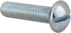 Value Collection - 3/8-16 UNC, 1-1/2" Length Under Head Slotted Drive Machine Screw - Round Head, Alloy Steel, Zinc-Plated Finish, Without Washer - Industrial Tool & Supply