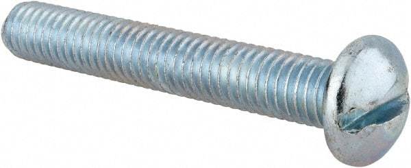 Value Collection - 3/8-16 UNC, 2-1/2" Length Under Head Slotted Drive Machine Screw - Round Head, Alloy Steel, Zinc-Plated Finish, Without Washer - Industrial Tool & Supply