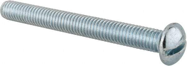 Value Collection - 3/8-16 UNC, 3-1/2" Length Under Head Slotted Drive Machine Screw - Round Head, Alloy Steel, Zinc-Plated Finish, Without Washer - Industrial Tool & Supply