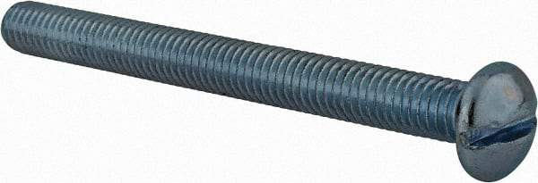 Value Collection - 3/8-16 UNC, 4" Length Under Head Slotted Drive Machine Screw - Round Head, Alloy Steel, Zinc-Plated Finish, Without Washer - Industrial Tool & Supply
