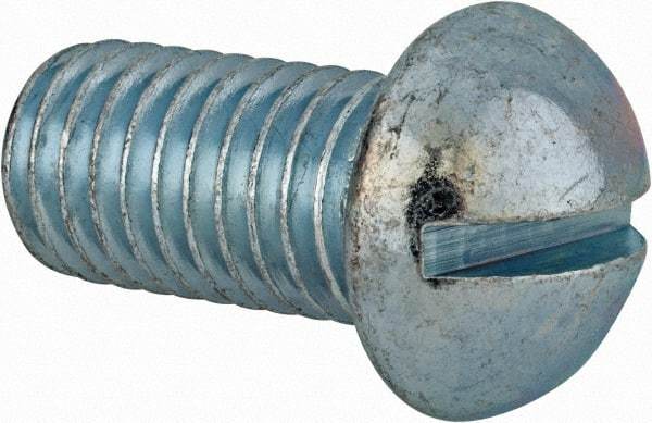 Value Collection - 1/2-13 UNC, 1" Length Under Head Slotted Drive Machine Screw - Round Head, Alloy Steel, Zinc-Plated Finish, Without Washer - Industrial Tool & Supply