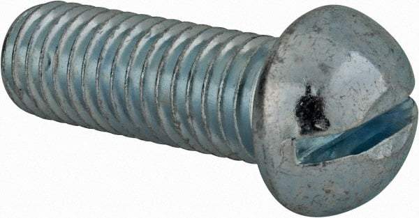 Value Collection - 1/2-13 UNC, 1-1/2" Length Under Head Slotted Drive Machine Screw - Round Head, Alloy Steel, Zinc-Plated Finish, Without Washer - Industrial Tool & Supply