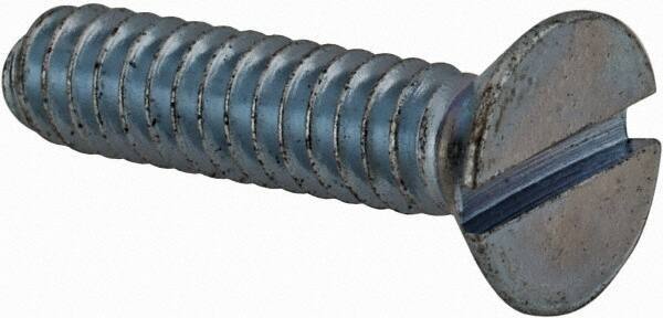 Value Collection - #6-32 UNC, 5/8" OAL Slotted Drive Machine Screw - Flat Head, Grade J82 Steel, Zinc-Plated Finish, Without Washer - Industrial Tool & Supply