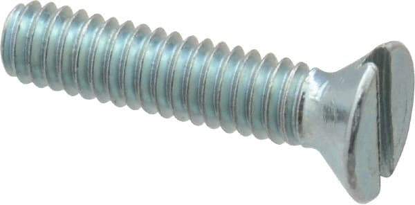 Value Collection - #8-32 UNC, 3/4" OAL Slotted Drive Machine Screw - Flat Head, Grade 2 Steel, Zinc-Plated Finish, Without Washer - Industrial Tool & Supply