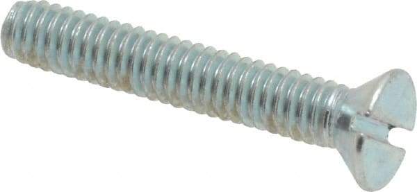 Value Collection - #8-32 UNC, 1" OAL Slotted Drive Machine Screw - Flat Head, Grade 2 Steel, Zinc-Plated Finish, Without Washer - Industrial Tool & Supply