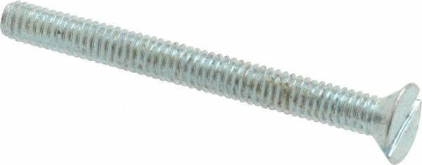 Value Collection - #8-32 UNC, 1-3/4" OAL Slotted Drive Machine Screw - Flat Head, Grade 2 Steel, Zinc-Plated Finish, Without Washer - Industrial Tool & Supply