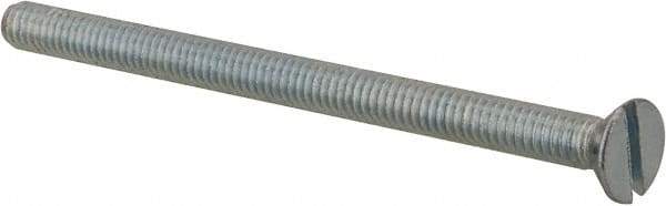 Value Collection - #8-32 UNC, 2-1/2" OAL Slotted Drive Machine Screw - Flat Head, Grade 2 Steel, Zinc-Plated Finish, Without Washer - Industrial Tool & Supply