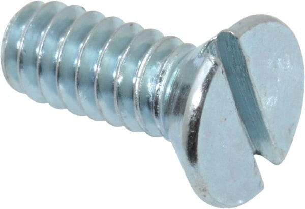 Value Collection - #10-24 UNC, 1/2" OAL Slotted Drive Machine Screw - Flat Head, Grade 2 Steel, Zinc-Plated Finish, Without Washer - Industrial Tool & Supply