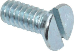 Value Collection - #10-24 UNC, 1/2" OAL Slotted Drive Machine Screw - Flat Head, Grade 2 Steel, Zinc-Plated Finish, Without Washer - Industrial Tool & Supply