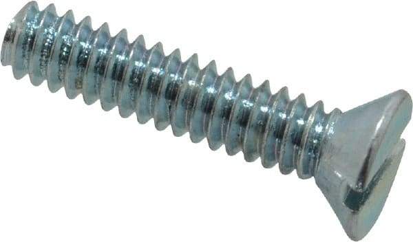 Value Collection - #10-24 UNC, 7/8" OAL Slotted Drive Machine Screw - Flat Head, Grade 2 Steel, Zinc-Plated Finish, Without Washer - Industrial Tool & Supply