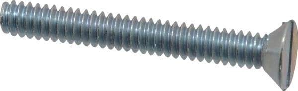 Value Collection - #10-24 UNC, 1-1/2" OAL Slotted Drive Machine Screw - Flat Head, Grade 2 Steel, Zinc-Plated Finish, Without Washer - Industrial Tool & Supply