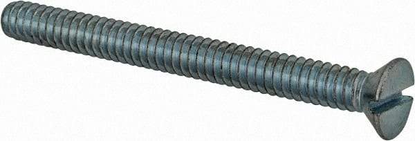 Value Collection - #10-24 UNC, 2" OAL Slotted Drive Machine Screw - Flat Head, Grade 2 Steel, Zinc-Plated Finish, Without Washer - Industrial Tool & Supply