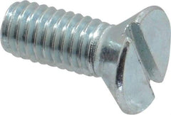 Value Collection - #10-32 UNF, 1/2" OAL Slotted Drive Machine Screw - Flat Head, Grade 2 Steel, Zinc-Plated Finish, Without Washer - Industrial Tool & Supply