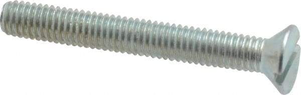Value Collection - #10-32 UNF, 1-1/2" OAL Slotted Drive Machine Screw - Flat Head, Grade 2 Steel, Zinc-Plated Finish, Without Washer - Industrial Tool & Supply