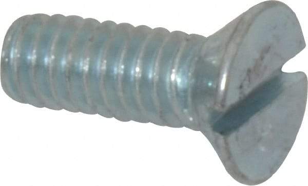 Value Collection - #12-24 UNC, 1/2" OAL Slotted Drive Machine Screw - Flat Head, Grade 2 Steel, Zinc-Plated Finish, Without Washer - Industrial Tool & Supply