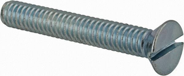 Value Collection - #12-24 UNC, 1-1/2" OAL Slotted Drive Machine Screw - Flat Head, Grade 2 Steel, Zinc-Plated Finish, Without Washer - Industrial Tool & Supply