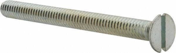 Value Collection - #12-24 UNC, 2-1/2" OAL Slotted Drive Machine Screw - Flat Head, Grade J82 Steel, Zinc-Plated Finish, Without Washer - Industrial Tool & Supply