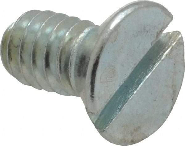 Value Collection - 1/4-20 UNC, 1/2" OAL Slotted Drive Machine Screw - Flat Head, Grade 2 Steel, Zinc-Plated Finish, Without Washer - Industrial Tool & Supply