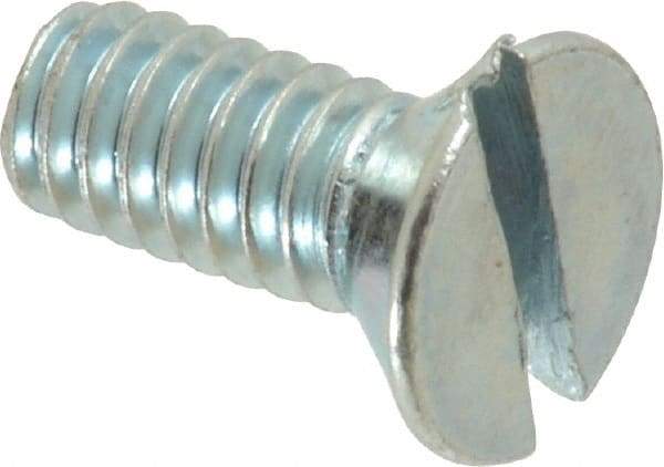Value Collection - 1/4-20 UNC, 5/8" OAL Slotted Drive Machine Screw - Flat Head, Grade 2 Steel, Zinc-Plated Finish, Without Washer - Industrial Tool & Supply